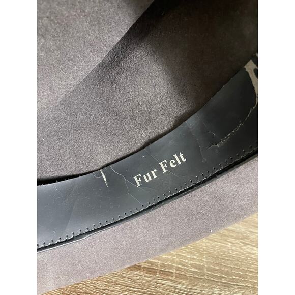 A. Adams & Spire Fur Felt Western Cowboy Hat Gray‎ Leather Band Outback Style L - Picture 4 of 13